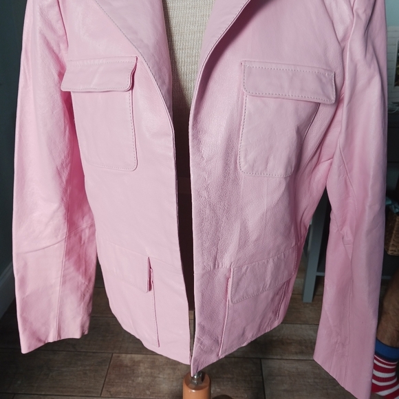 Vintage Leather Womens Jacket Metrostyle Cotton Candy Pink Spring 90s Y2K - Picture 9 of 9